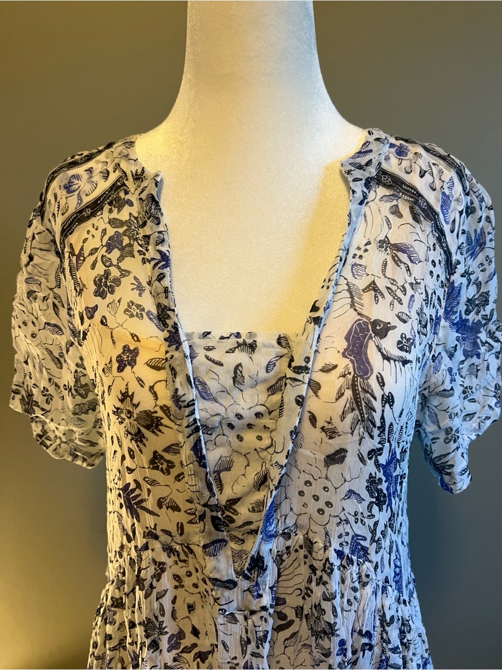 Maeve Blue and White Floral Slip Dress